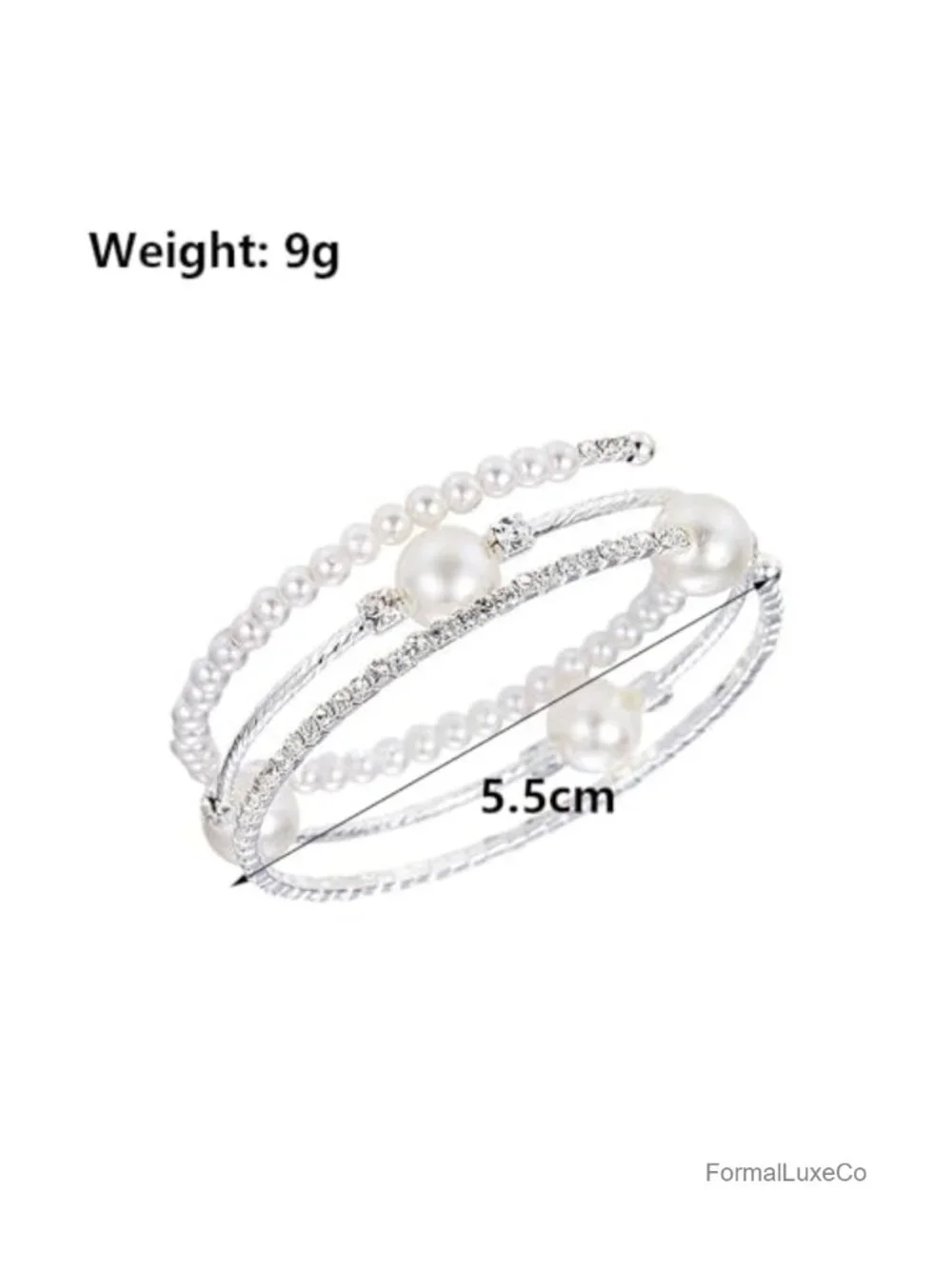 Vintage Multi-Layer Pearl Rhinestone Wrap Bangle Bracelet 1920s Wedding